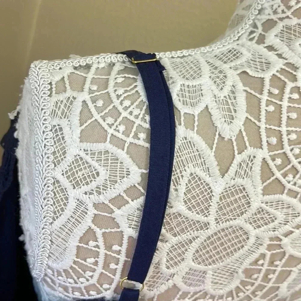 NWTs Navy Blue Scalloped Lace Dress Size XL - Picture 7 of 11